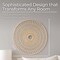 Round Woven Rattan Wall Hanging Art Piece – Natural Bamboo and Wood Wicker Home Decor Accent – Handmade Boho Wall Decor for Bedroom, Living Room, & Office – 36", White